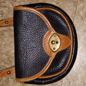 Vintage Dooney & Bourke Calvary Crossbody Purse Black and Tan Leather